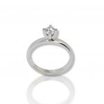White gold single stone ring k18 with diamond tied on four teeth (code T2026)